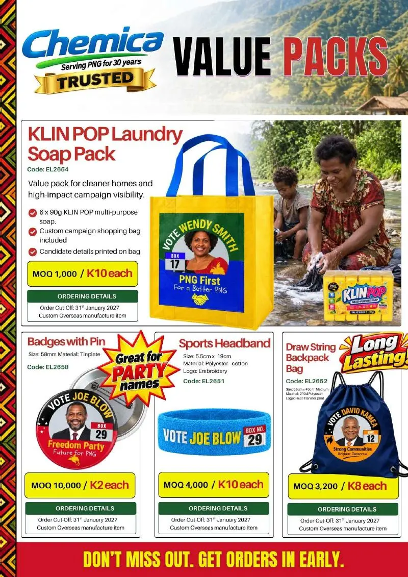 Page 4: Election campaign value packs and branded giveaway products