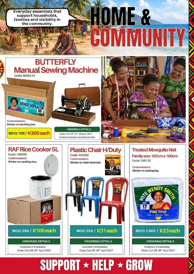 Page 11: Home and community products for election campaigns