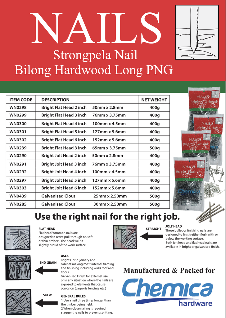 Nail F/Head Bright 5" 400g