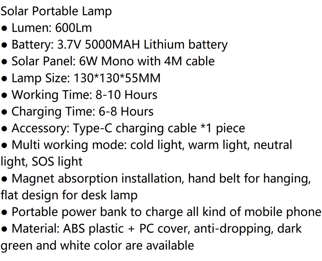 Solar Moon Light Lamp W/ Panel 600LM SEM-S
