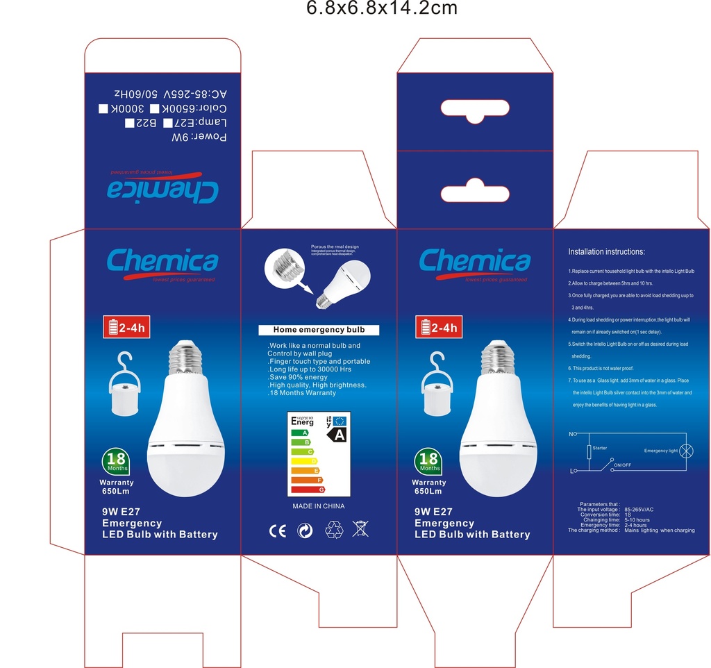 Emergeny Light Bulb W/ Base 9W