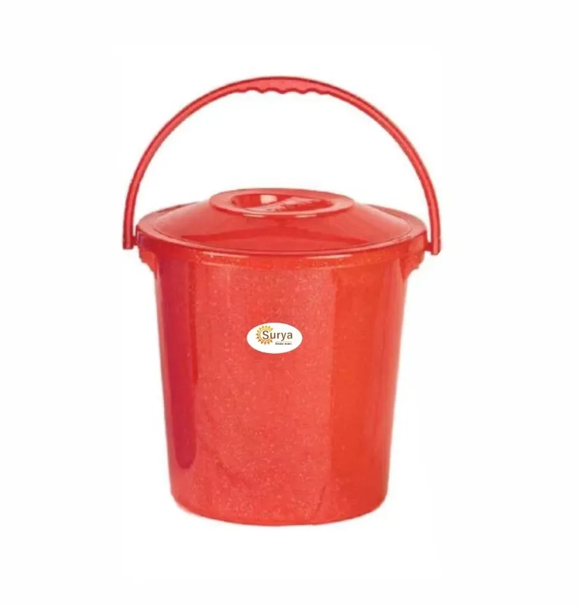 Bucket Plastic Handle + Lid Single Color 25L