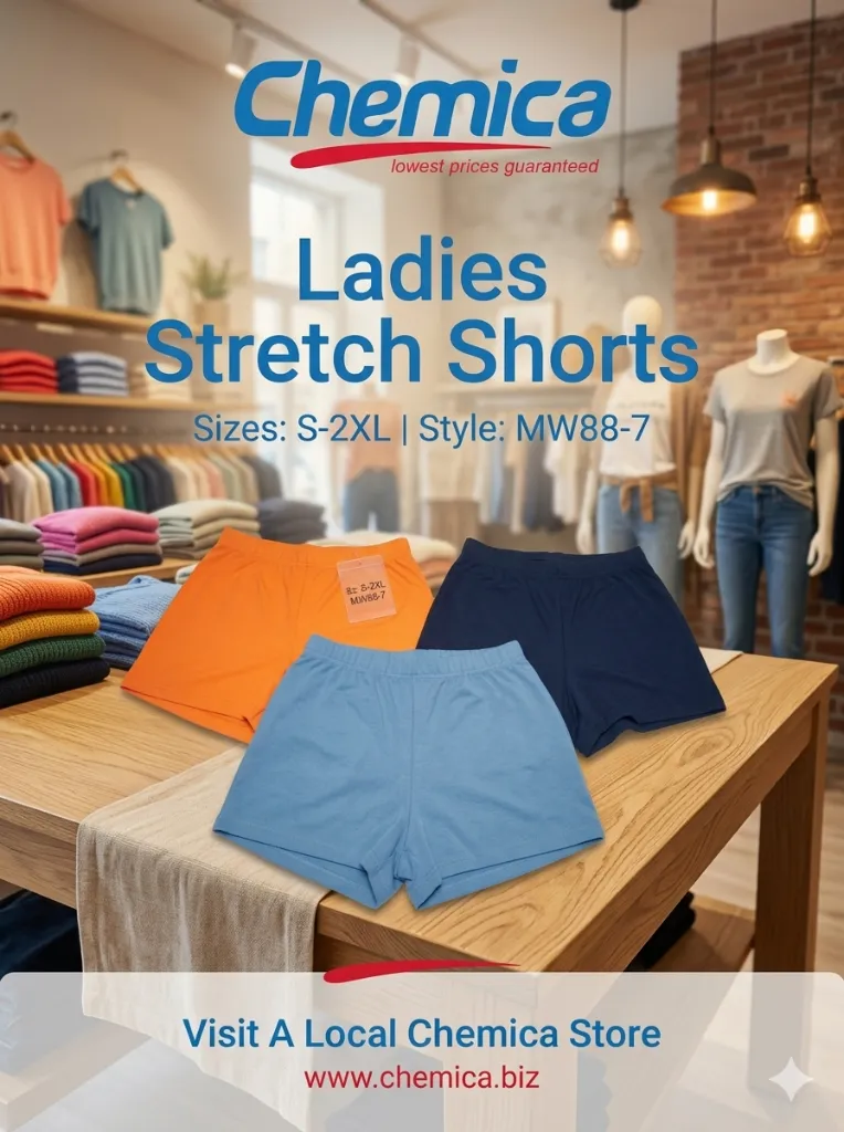 Shorts Ladies Stretch Clear Tag Sz S-2XL MW88-7