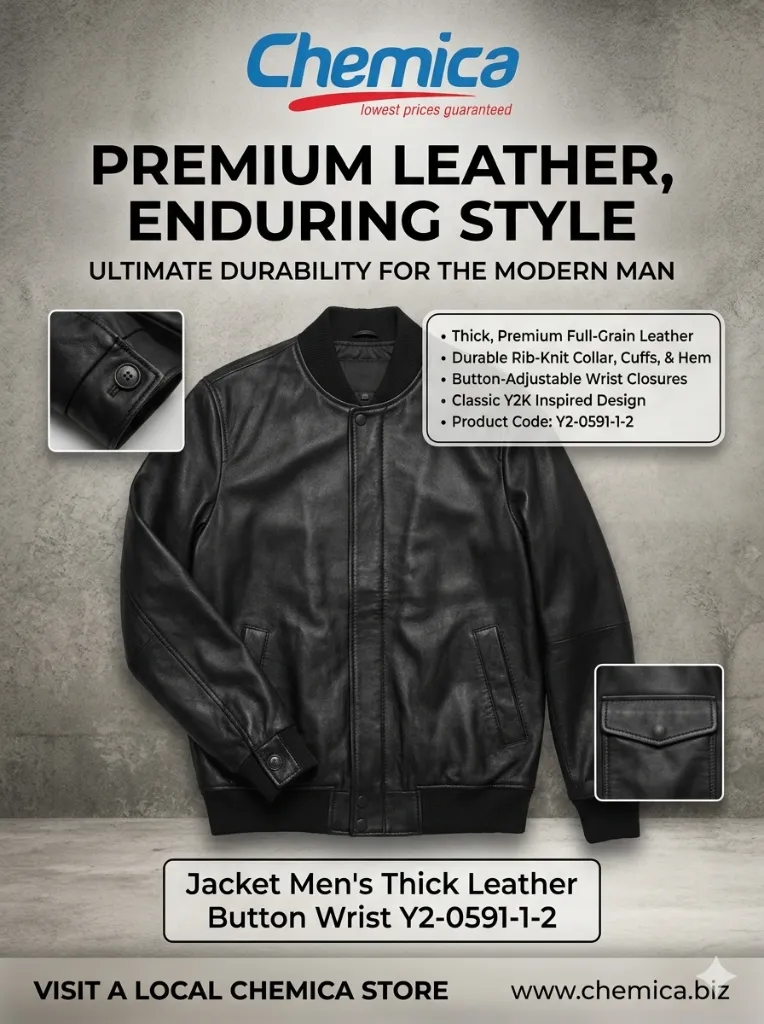 Jacket Men's Thick Leather Button Elastic Band Y2-0591-3