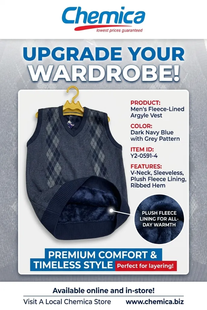 Vest Men's Fleece Blue Lined Y2-0591-4
