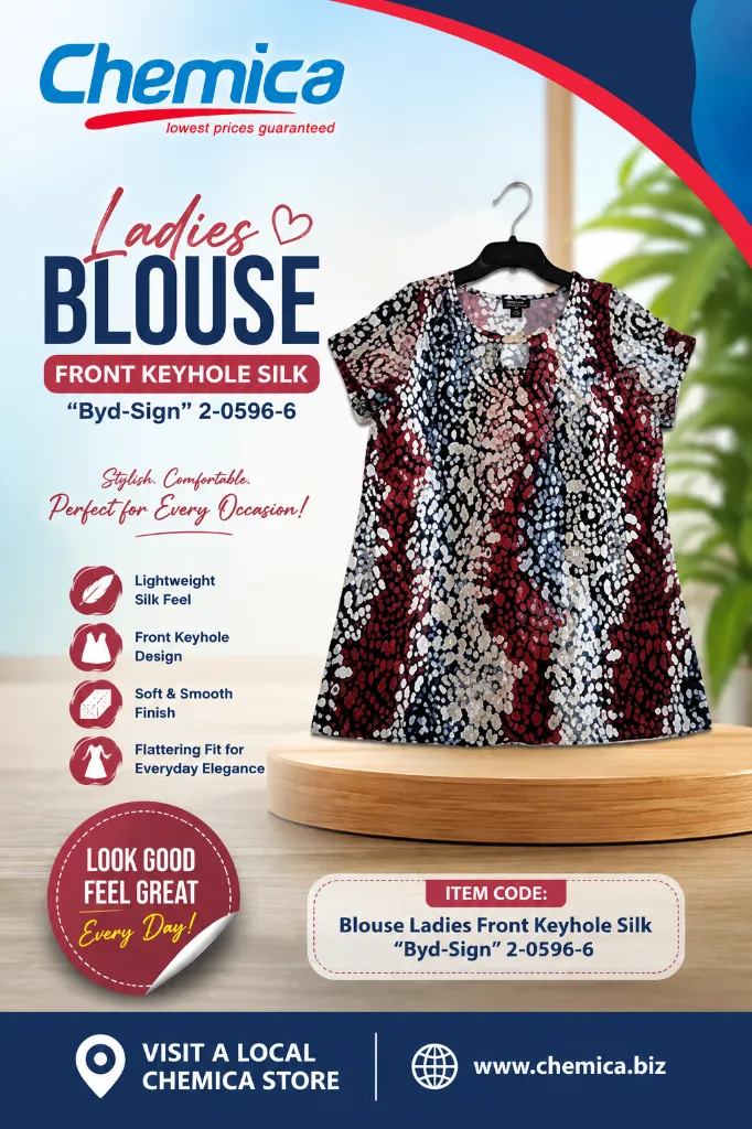 Blouse Ladies Front Keyhole Silk "Byd-Sign" 2-0596-6