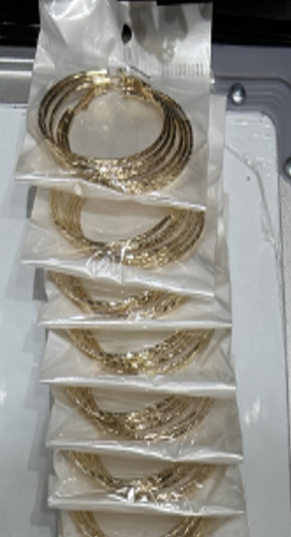 Jewellery Earrings Oval Hoop Gold Plated Big 2pcs/card 4241-4