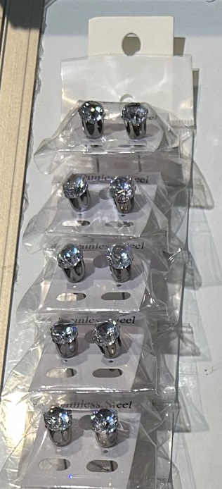 [ST2169] Jewellery Earrings Stud Diamond S/S 2pcs/card 4429-01