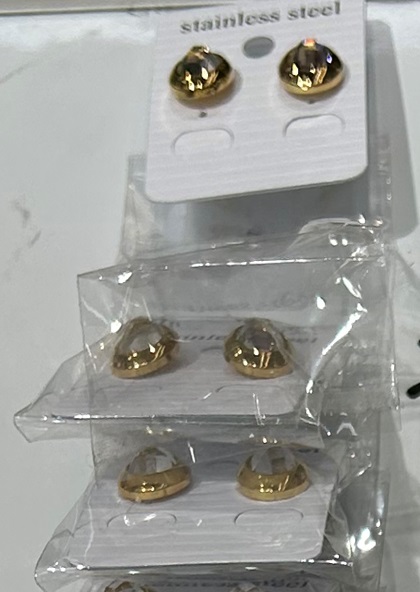 [ST2168] Jewellery Earrings Huggie Gold Plated Small 2pcs/card 4429-02