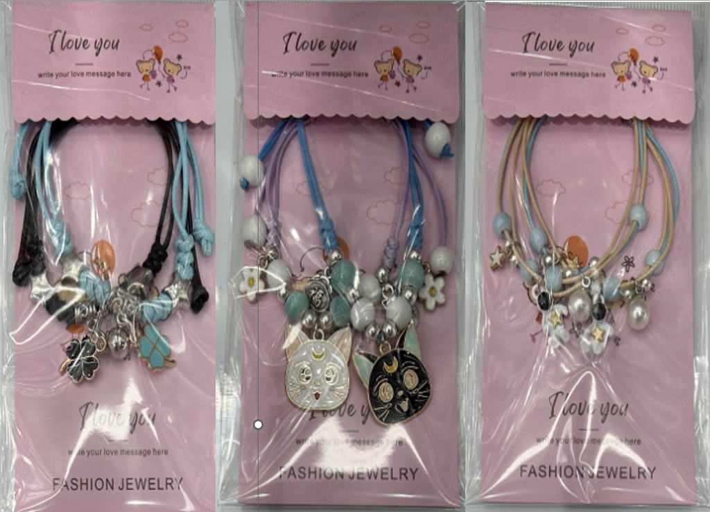 [ST2165] Jewellery Bracelet W/Pendant 2pc/crd 44188-6-7-8
