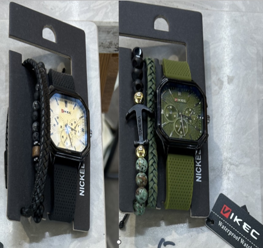 [ST2174] Watch+Wrap Braided Braclet 3pcs/set 4455-5-6