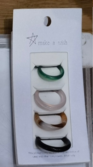 [ST2188] Ring Finger 4pcs/pkt Beaded 4561-6