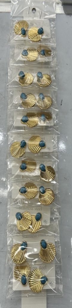 [ST2204] Jewellery Earrings Stud Shell S/S Gold Plated 2pcs/card 5197-13