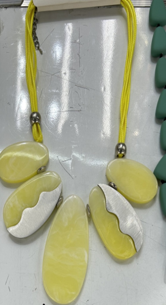 [ST2207] Jewellery Necklace Nylon Cord W/ 5Oval Pendant 4340-1 