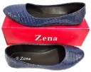 Shoe Flat Ladies Crocodile Skin Dk Blue Sz39 PUPL1