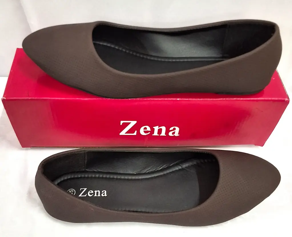 [FC6079] Shoe Flat Ladies Micro Dot DBrown Sz45 PUPL2