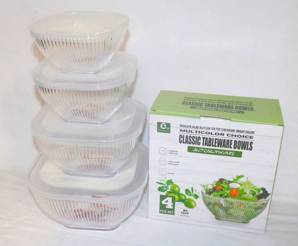 Bowl W/Cover PP 4Pcs/Set 'Shunchang' WS15-8