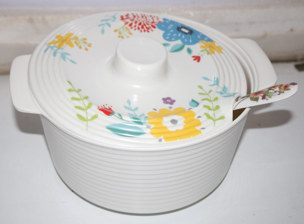 Bowl Melamine W/Cover&Spoon 21Cm