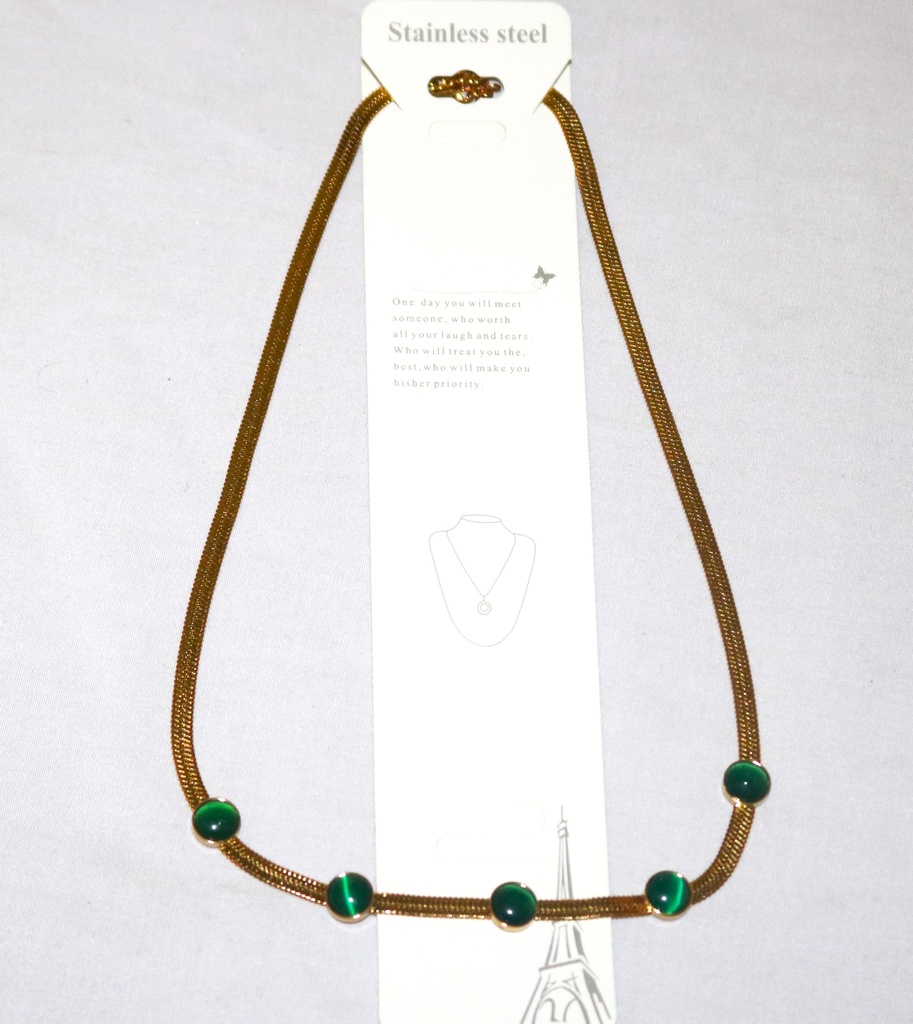 Jewellery N/Lace Gold Dark Grn Stones
