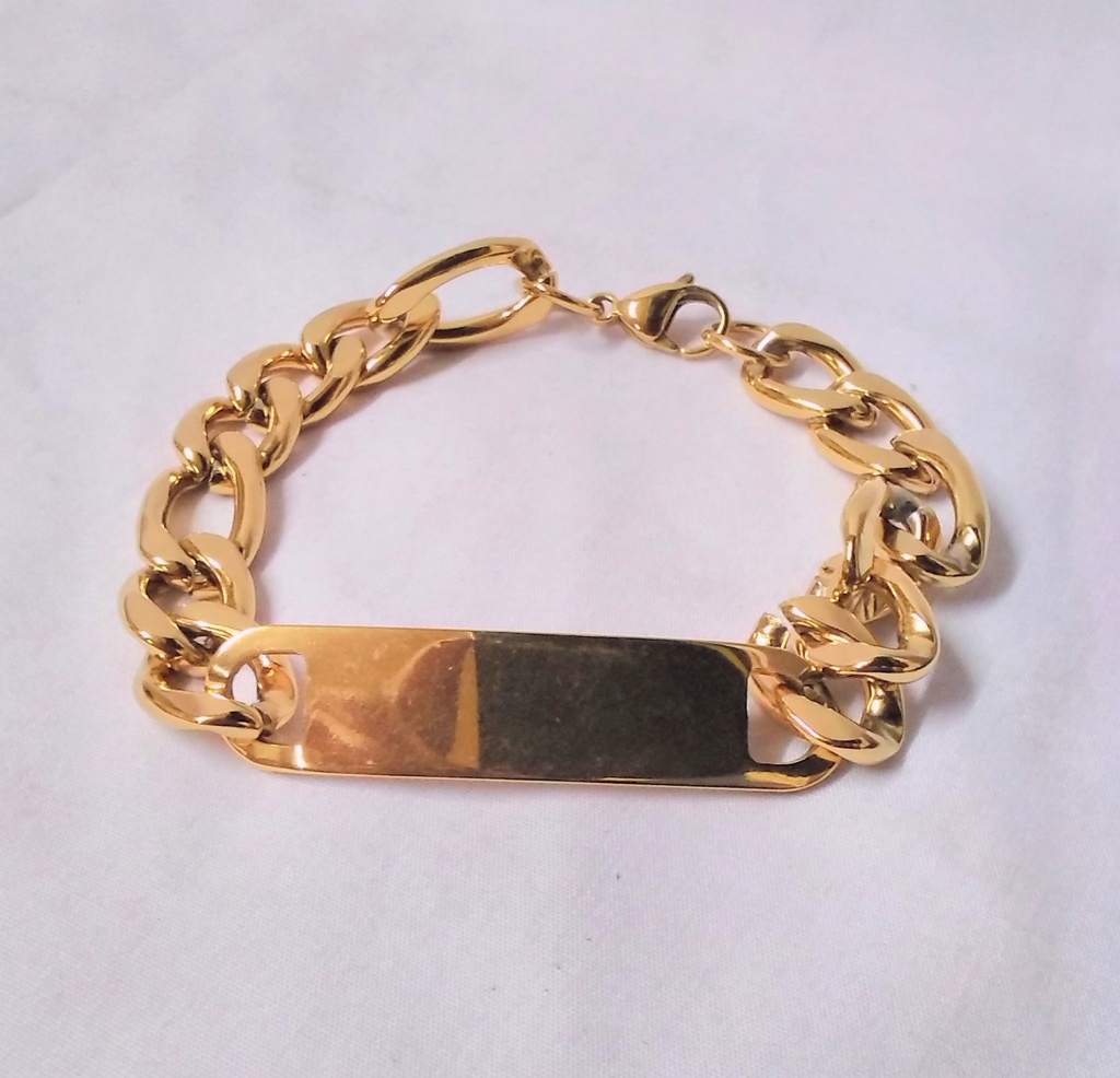 Jewellery Braclet Men'S 21Cm Gold W/Engrave Panel