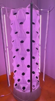 Hydroponic Tower 8 Level 30l 64 Holes With LED Light