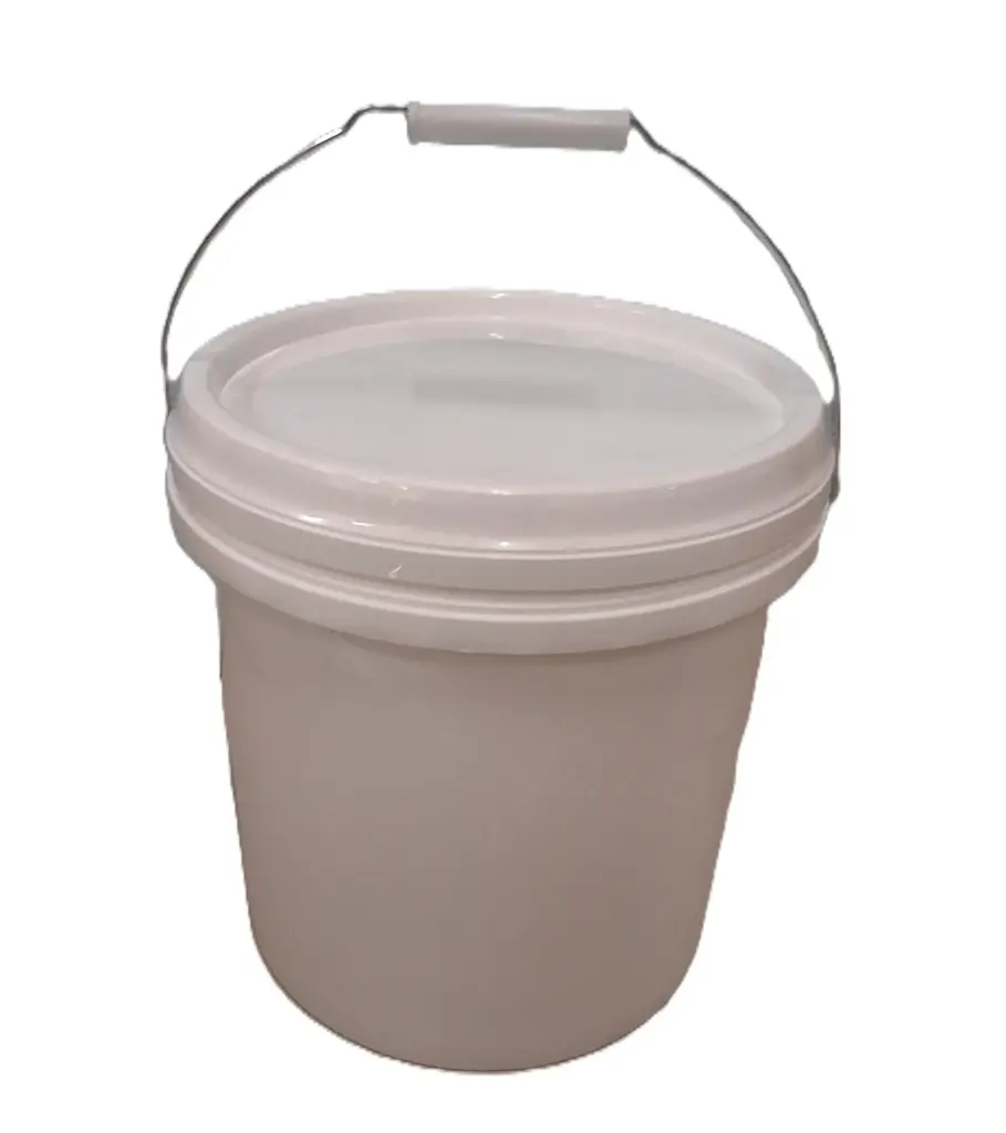 Bucket Plain Plastic White W/Lid 10L
