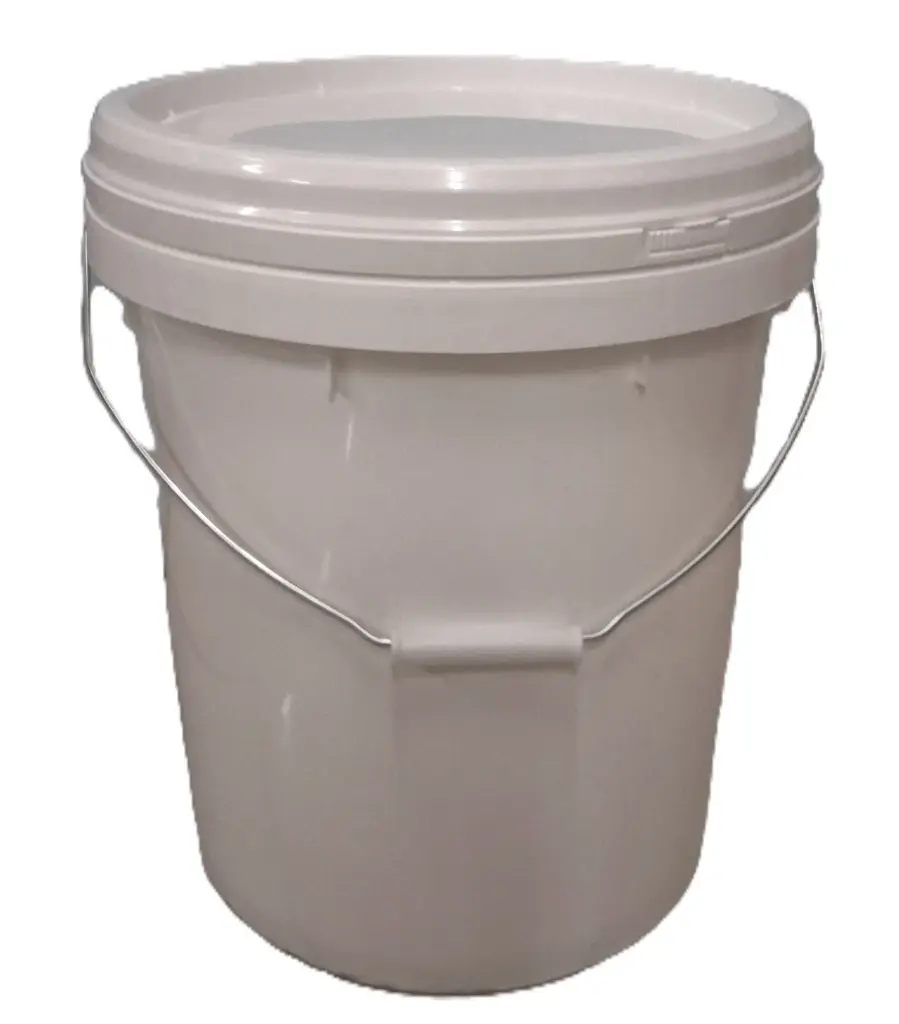 [VI8496] Bucket Plain Plstc Wht W/Lid 20L
