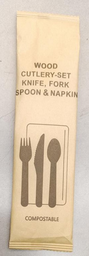 [VI8399N] Disposable Cutlery Set(Spoon+Fork+Knife) Wooden SunnyBamboo NEW