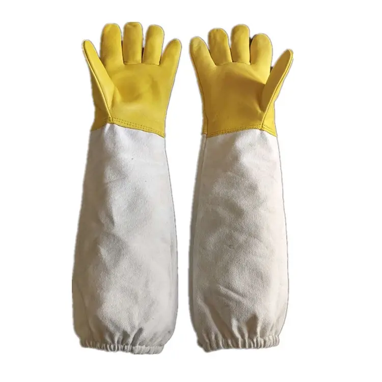 Bee Protection Gloves Yellow Sheepskin and Cotton 