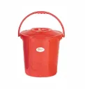 Bucket Plastic Handle + Lid Single Color 16L