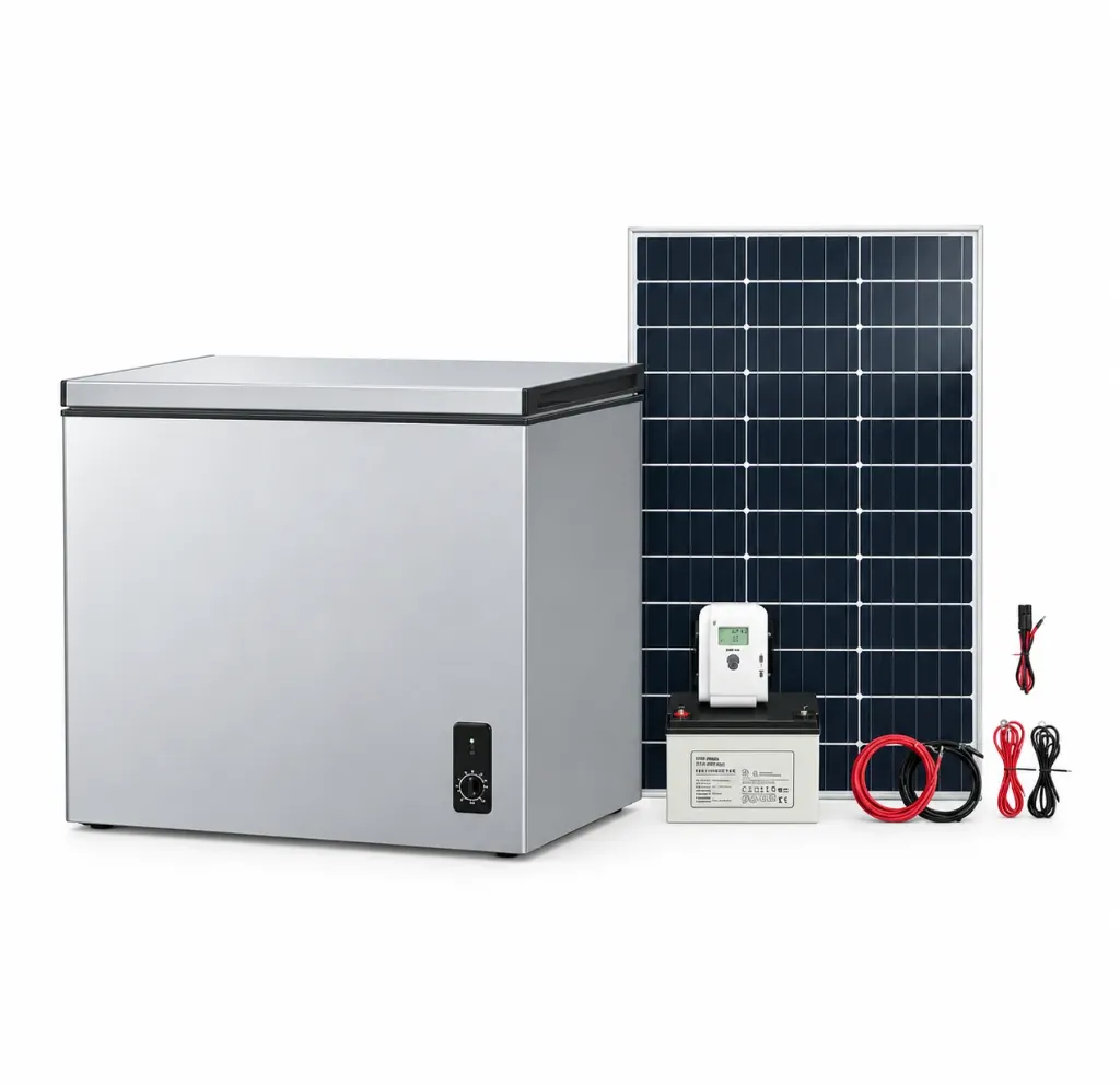 Solar Freezer Chest 209L With 2Pcs 200W Solar Panel + Gel Battery 12V + Solar Charger Controller 50A PWM BD/BC-209Q