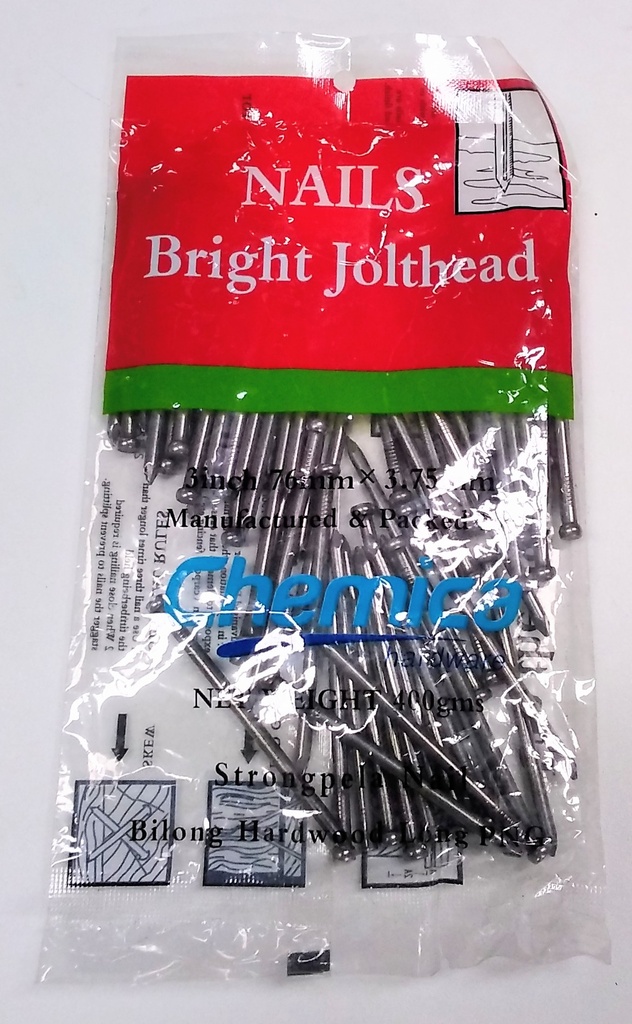 [WN0291] Nail Jolt Head Bright 3" 400g