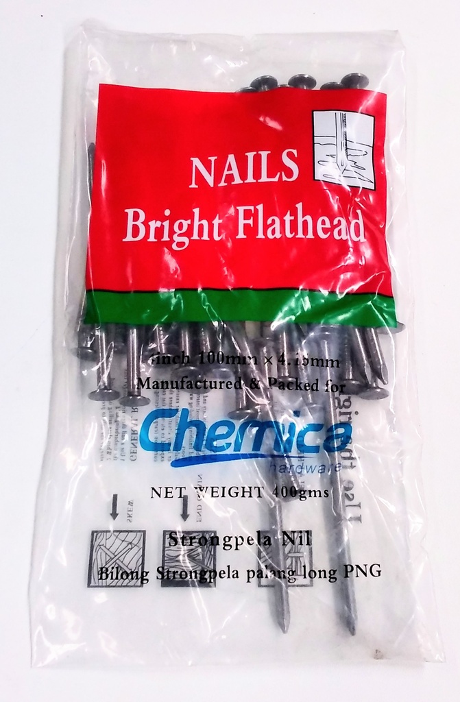 Nail Flat Head Bright 4" 400g