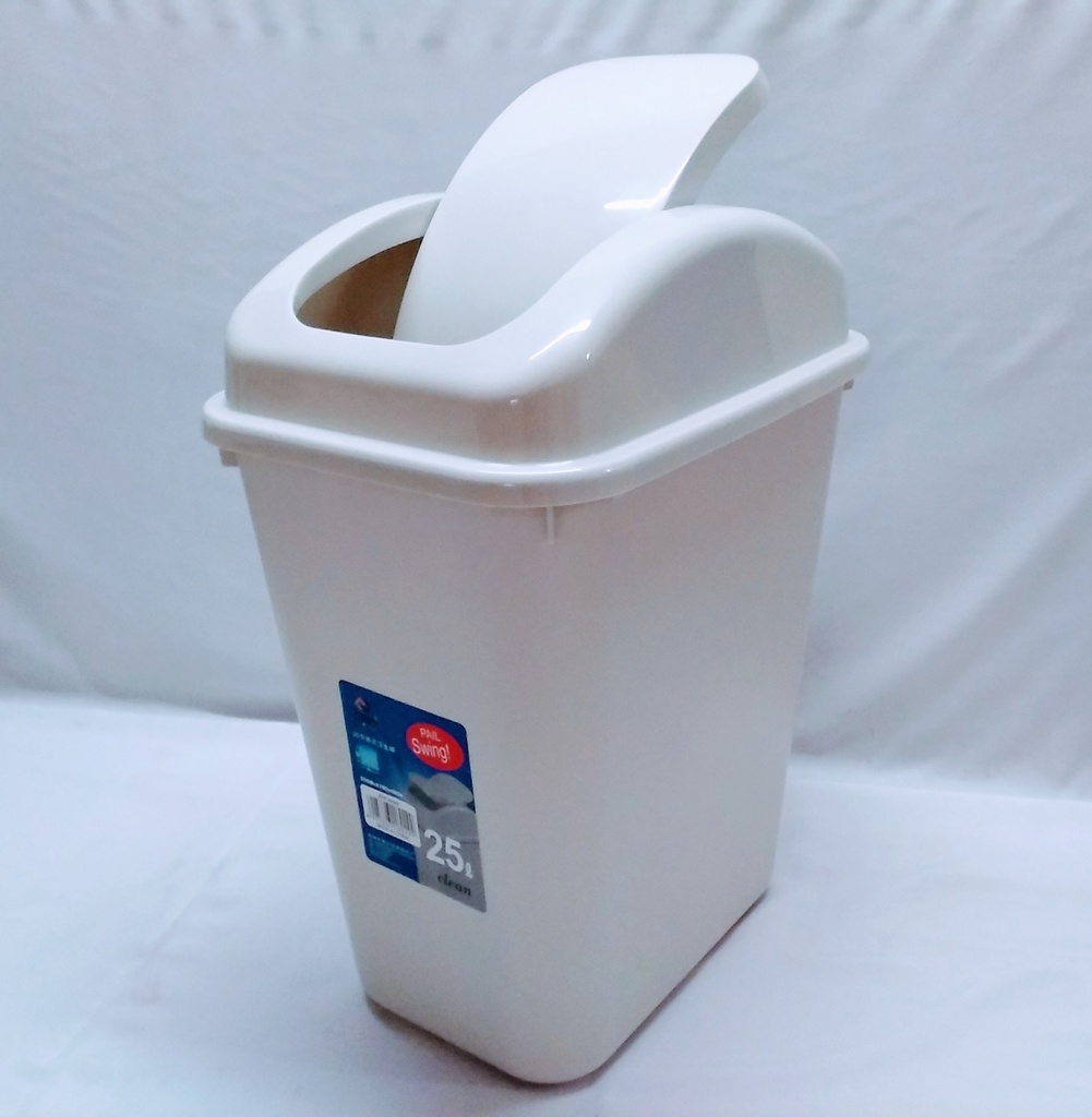[VI7532] Rubbish Bin Swing Top 25L White